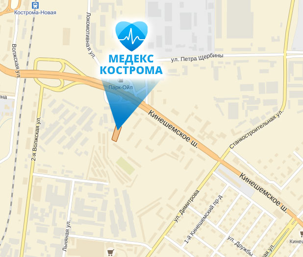 Медекс в Костроме, схема проезда